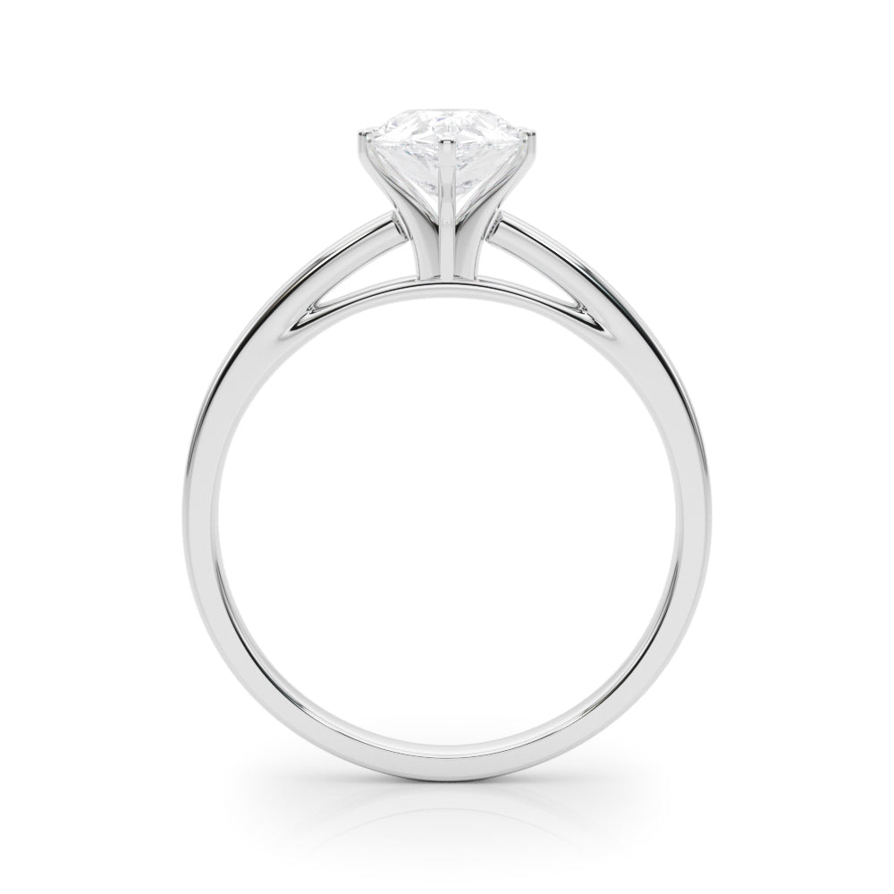 Silver Pear Solitaire Diamond Engagement Ring with Four-Prong Setting on a Classic Band 1