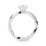 14K White Gold 2.59 Carat D VVS1 Pear Solitaire Diamond Engagement Ring with Side Stone Accents and Four-Prong Setting