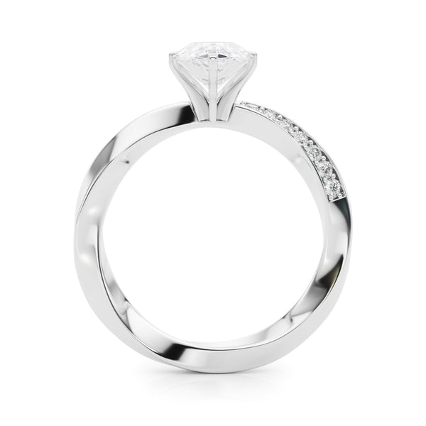 14K White Gold 2.59 Carat D VVS1 Pear Solitaire Diamond Engagement Ring with Side Stone Accents and Four-Prong Setting
