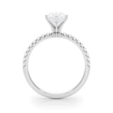14K White Gold 2.51 Carat F VS1 Pear Solitaire Diamond Pavé Band with Four-Prong Setting