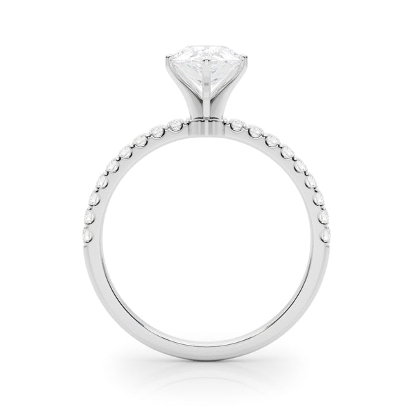 14K White Gold 2.51 Carat F VS1 Pear Solitaire Diamond Pavé Band with Four-Prong Setting