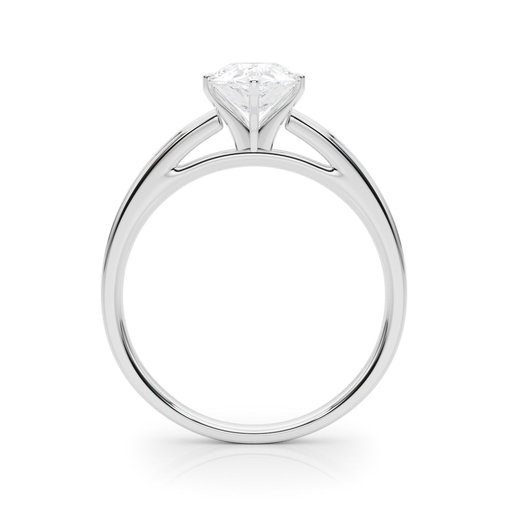 Silver Pear Solitaire Diamond Ring with Four-Prong Setting and Classic Band 1