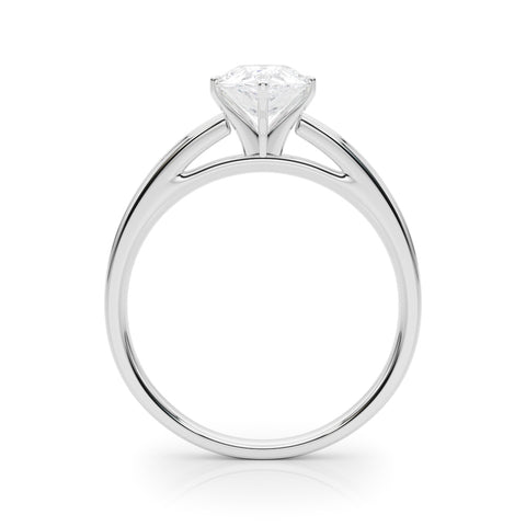 Silver Pear Solitaire Diamond Ring with Four-Prong Setting and Classic Band 1