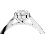Silver Pear Solitaire Diamond Ring with Four-Prong Setting and Tapered Band 5