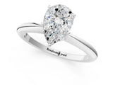 Silver Pear Solitaire Diamond Ring with Six-Prong Setting on a Classic Band 1