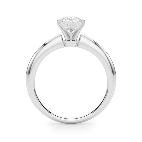 Silver Pear Solitaire Diamond Ring with Six-Prong Setting on a Classic Band