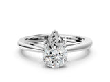 Silver Pear Solitaire Diamond Ring with Split Shank and Four-Prong Setting_12