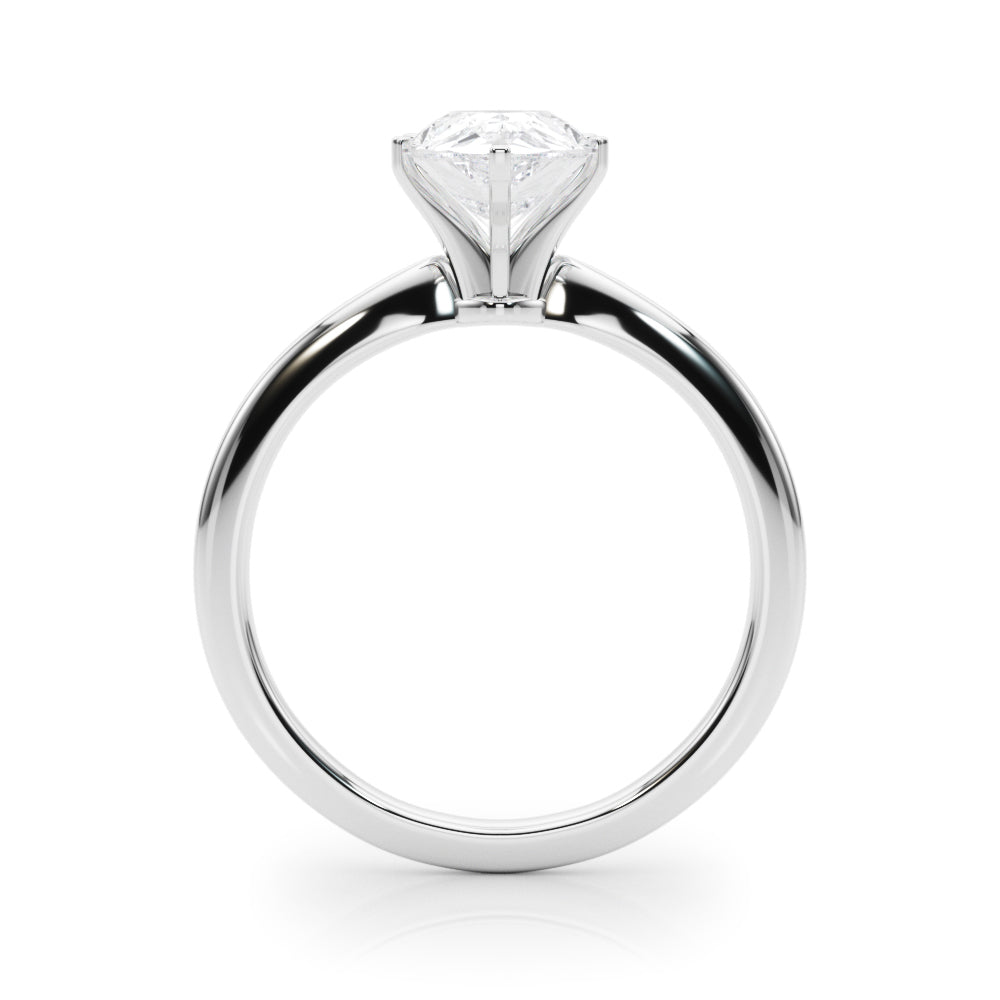 Silver Pear Solitaire Engagement Ring with Classic Band and Four-Prong Setting 1