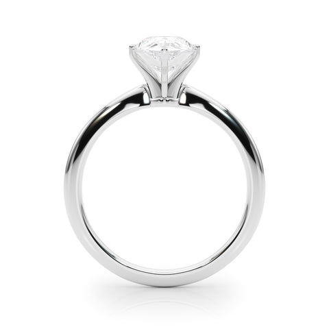 Silver Pear Solitaire Engagement Ring with Classic Band and Four-Prong Setting 1