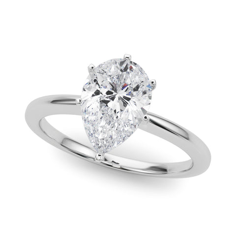 Silver Pear Solitaire Engagement Ring with Classic Band and Four-Prong Setting 2