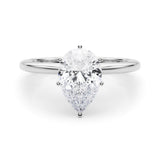 14K White Gold 1.51 Carat D VVS1 Pear Solitaire Engagement Ring with Classic Band and Four-Prong Setting