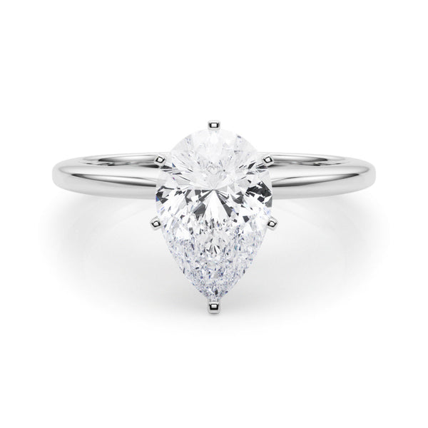14K White Gold 1.51 Carat D VVS1 Pear Solitaire Engagement Ring with Classic Band and Four-Prong Setting