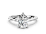 Silver Pear Solitaire Engagement Ring with Four-Prong Setting and Classic Band 1