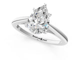 Silver Pear Solitaire Engagement Ring with Four-Prong Setting and Classic Band 2