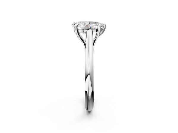 Sterling Silver Pear-Shaped Cathedral Solitaire Engagement Ring Setting with Plain Arched Shoulders