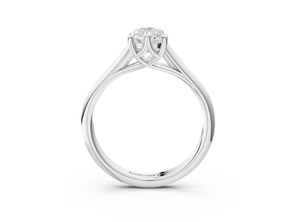 Sterling Silver Pear-Shaped Cathedral Solitaire Engagement Ring Setting with Plain Arched Shoulders