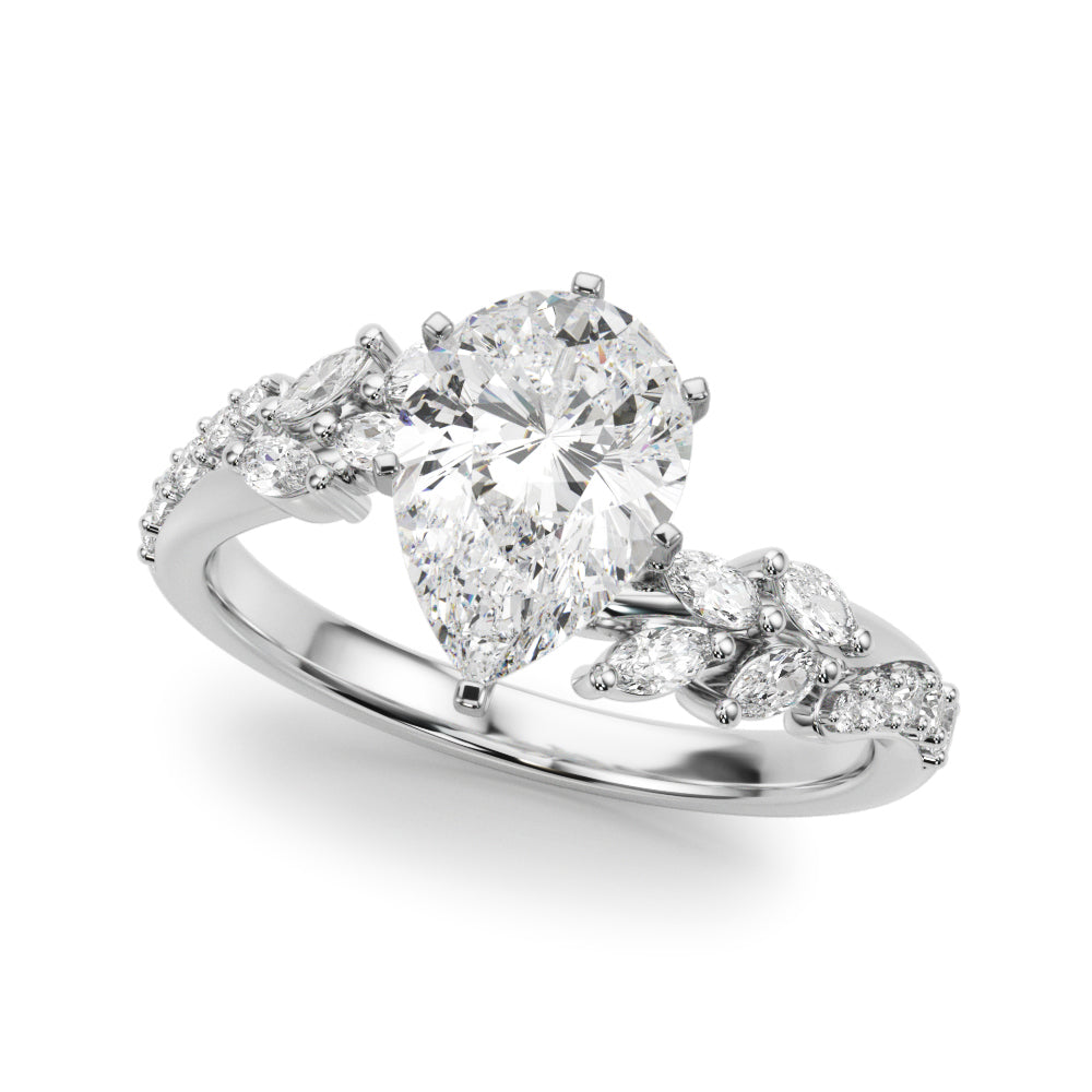 Silver Pear Solitaire Marquise Twist Band with Six-Prong Setting 2
