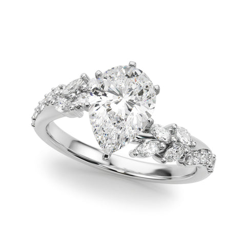 Silver Pear Solitaire Marquise Twist Band with Six-Prong Setting 2