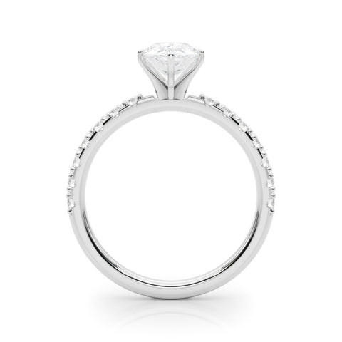 Silver Pear Solitaire Pavé Band with Four-Prong Setting 1