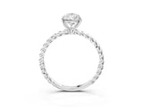Silver Pear Solitaire Twist Band Ring with Four-Prong Setting_15