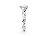 Silver Pear Solitaire Twist Band with Leaf Prong Setting 3