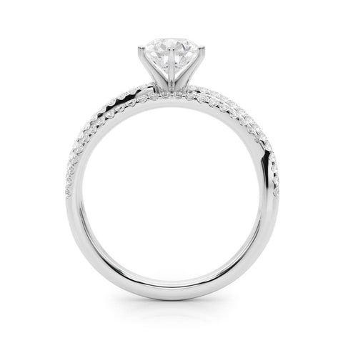 Silver Pear Solitaire Twist Band with Pavé Setting and Four-Prong Setting 1