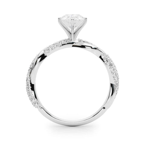Silver Pear Solitaire Twist Band with Pave Prong Setting 1