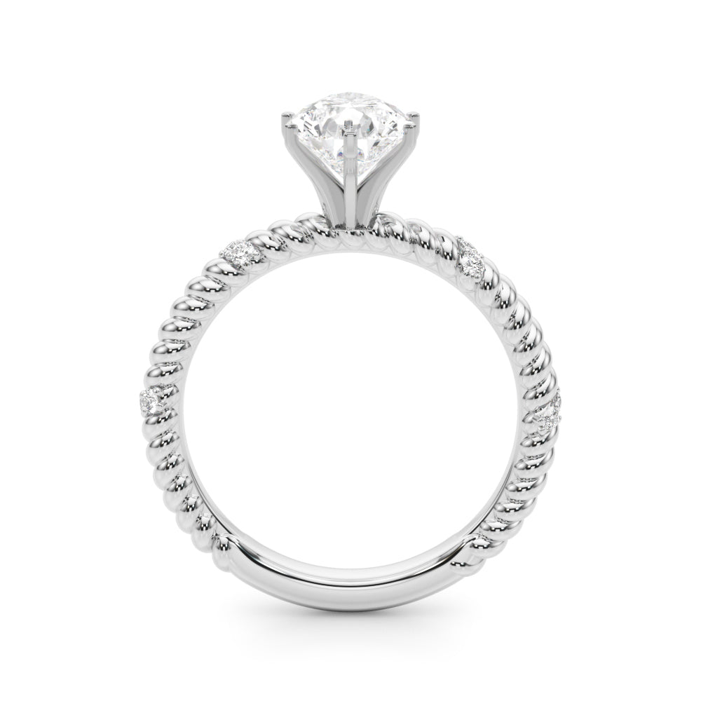 Silver Pear Solitaire Twisted Band Prong Set Engagement Ring 1