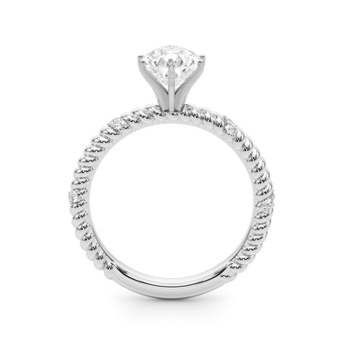 Silver Pear Solitaire Twisted Band Prong Set Engagement Ring 1