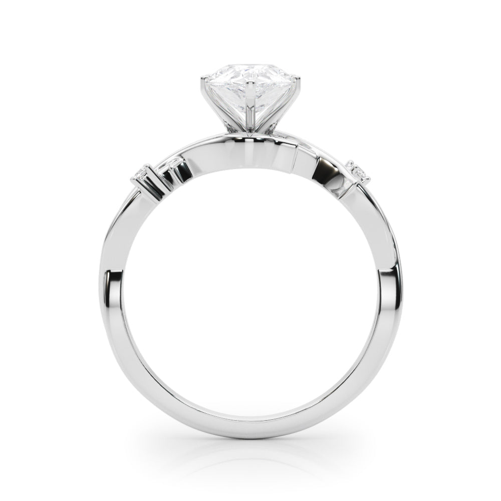 Silver Pear Solitaire Twisted Band Prong Setting Ring 1