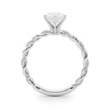 10K White Gold 2.53 Carat E VVS2 Pear Solitaire Twisted Band with Pavé Accents and Four-Prong Setting