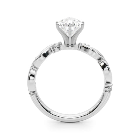 Silver Pear Solitaire Twisted Band with Prong Setting 1