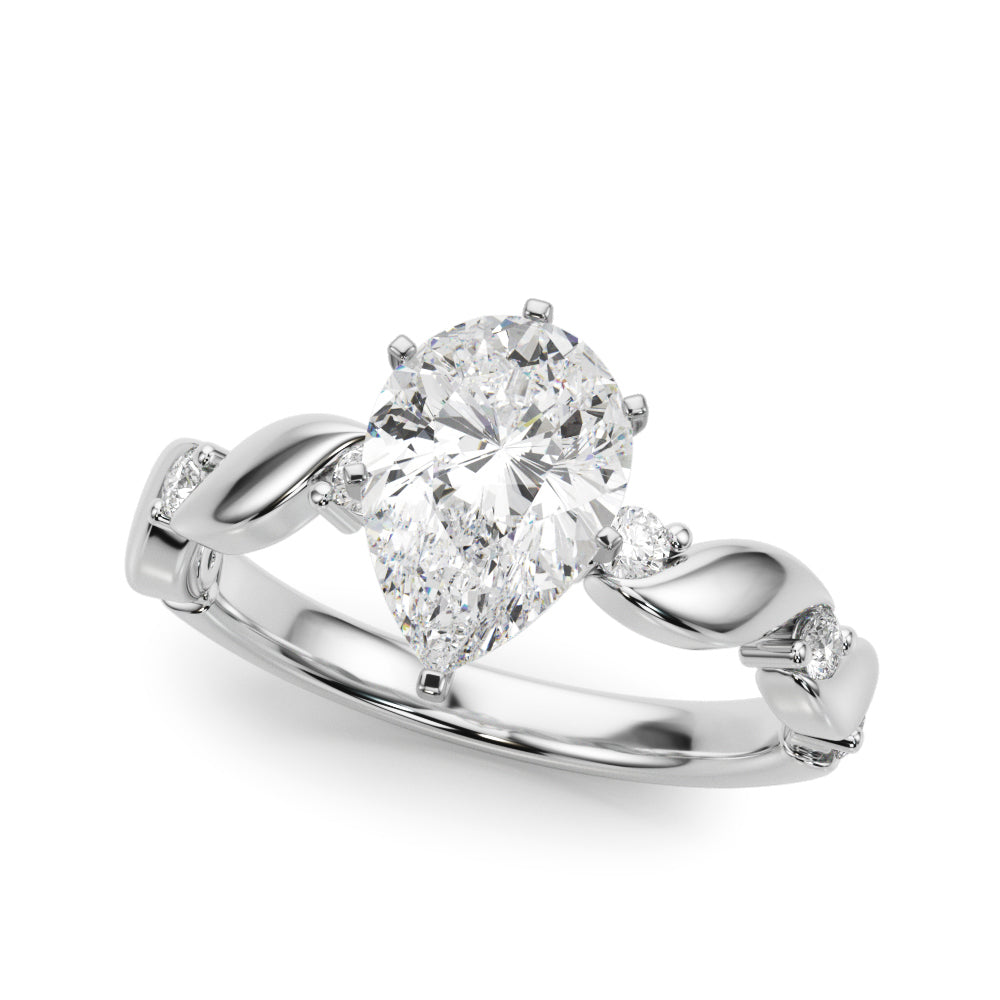 Silver Pear Solitaire Twisted Band with Prong Setting 2