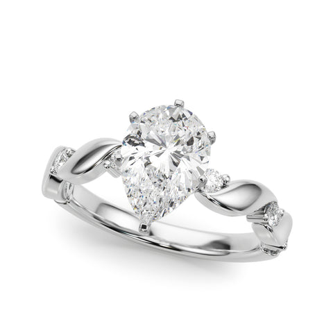 Silver Pear Solitaire Twisted Band with Prong Setting 2