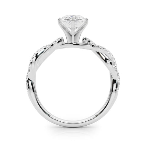 Silver Pear Solitaire Twisted Pave Band with Four-Prong Setting 1