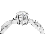 Silver Pear Solitaire Twisted Pave Diamond Ring with Four-Prong Setting_4