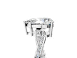Silver Pear Solitaire Twisted Pave Diamond Ring with Four-Prong Setting_5