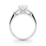 10K White Gold 4.02 Carat F VVS2 Pear Solitaire with Tapered Baguette Side Stones on a Classic Band with Four-Prong Setting