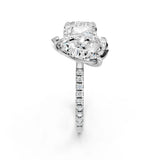 Silver Pear and Cushion Toi Moi Ring with Prong Setting and Pave Band 2