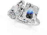 Silver Pear and Emerald Toi Moi Ring with Prong Setting and Micro Pave Band 3