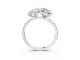 Silver Pear and Emerald Toi Moi Ring with Prong Setting and Micro Pave Band 5
