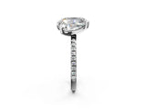 Silver Pear and Emerald Toi Moi Ring with Prong Setting and Pave Band 2