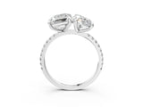Silver Pear and Emerald Toi Moi Ring with Prong Setting and Pave Band 3