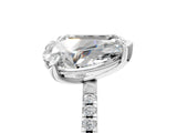 Silver Pear and Emerald Toi Moi Ring with Prong Setting and Pave Band 5