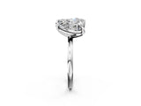 Silver Pear and Heart Toi Moi Ring with Prong Setting and Plain Band 2