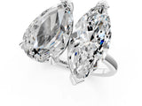 Silver Pear and Marquise Toi Moi Ring with Prong Setting and Plain Band 1