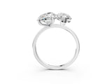 Silver Pear and Marquise Toi Moi Ring with Prong Setting and Plain Band 3