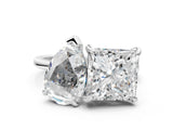Silver Pear and Princess Toi Moi Ring with Prong Setting and Plain Band