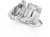 Silver Pear and Radiant Toi Moi Ring with Prong Setting and Plain Band 1