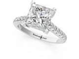 Silver Princess Brilliant Diamond Solitaire with Pavé Band and Four-Prong Setting 1